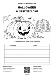 Plakat Halloween w naszym bloku — wariant klasyczny A